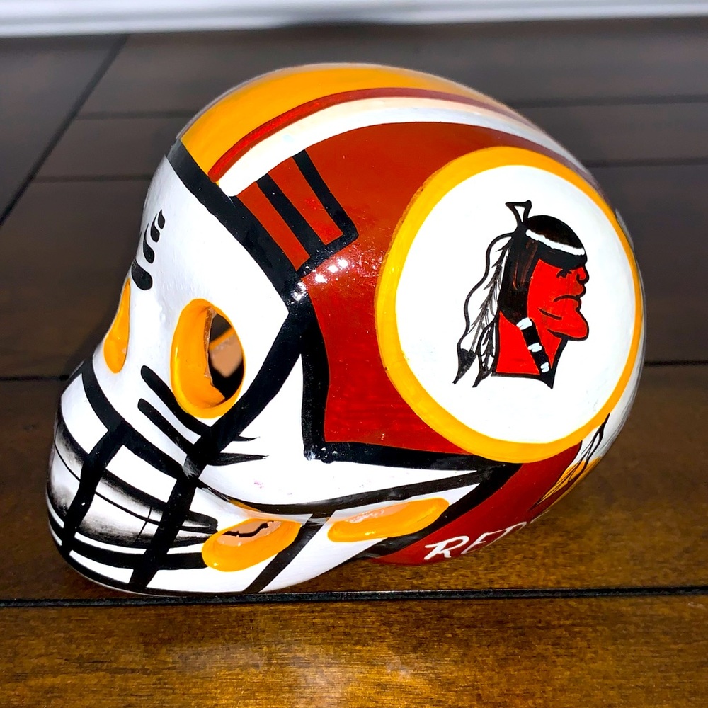 Washington Commanders Redskins Football NFL Helmet Handmade Ceramic Skull Decor